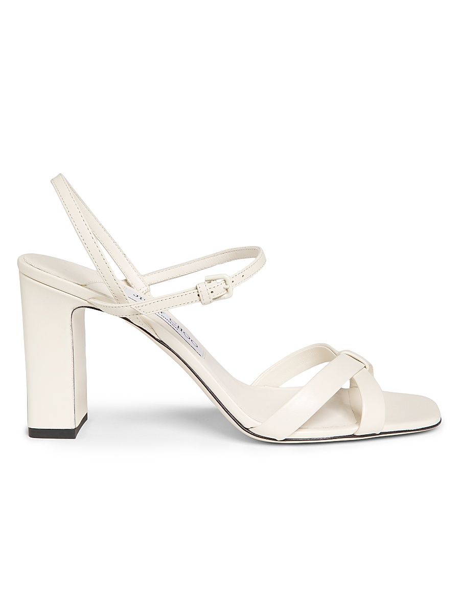 Women's Elsy 85MM Leather Slingback Sandals - Latte - Size 10