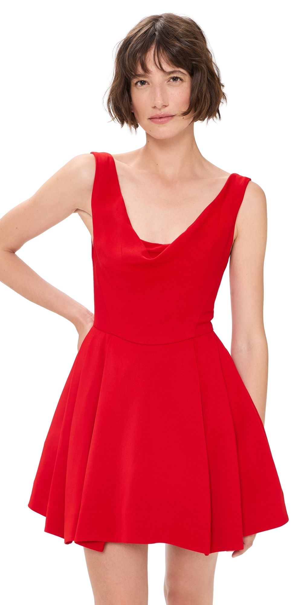ALICE + OLIVIA Estrella Draped Flare Mini Dress Chili Pepper 6