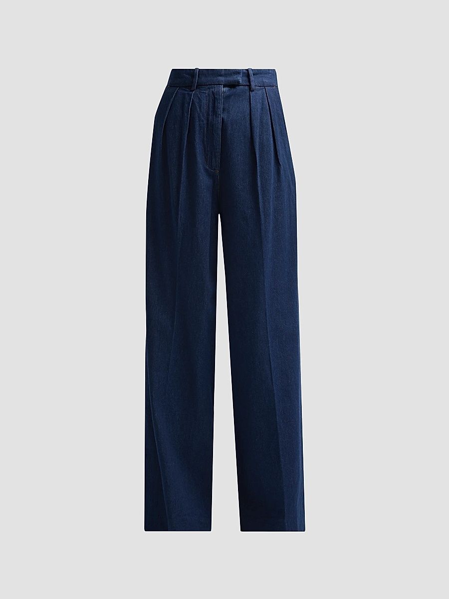 Women's Lou Denim Wide-Leg Jeans - Dark Blue - Size 12