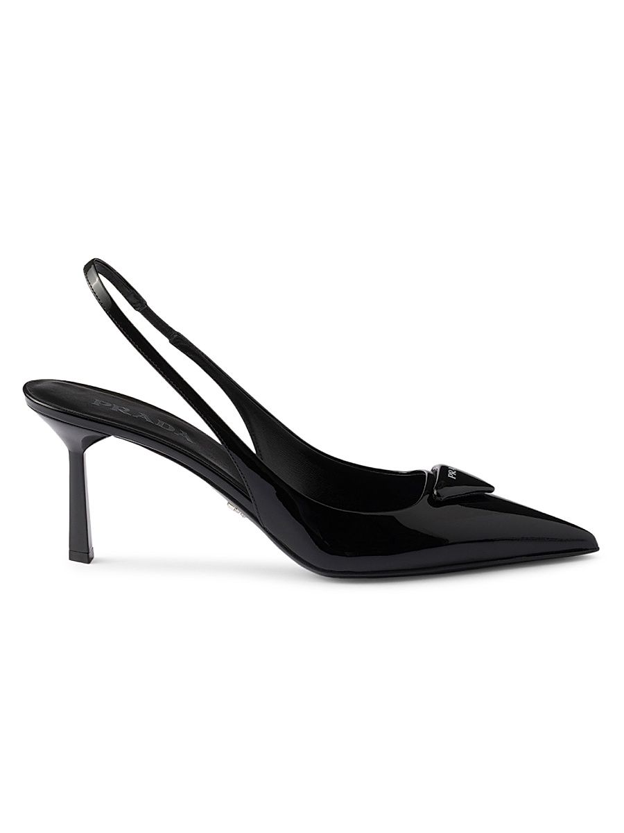 Women's Patent Leather Slingback Pumps - Black - Size 8.5