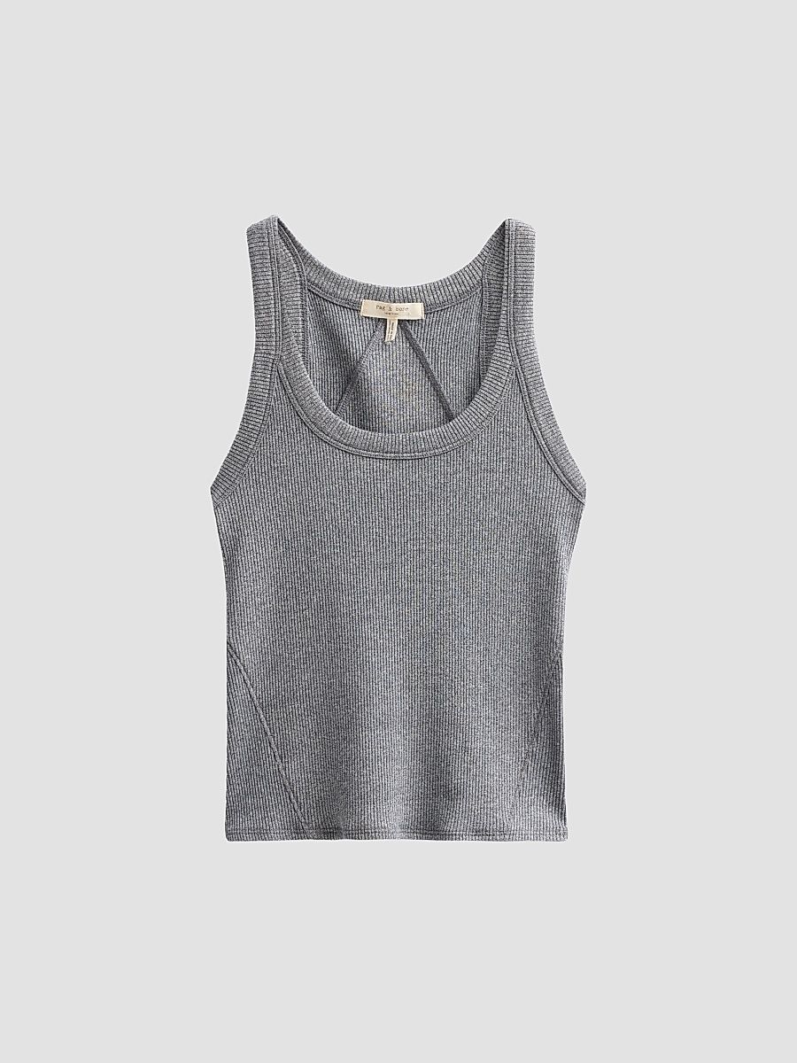 Women's The Essential Rib Wide String Tank - Heather Grey - Size Large