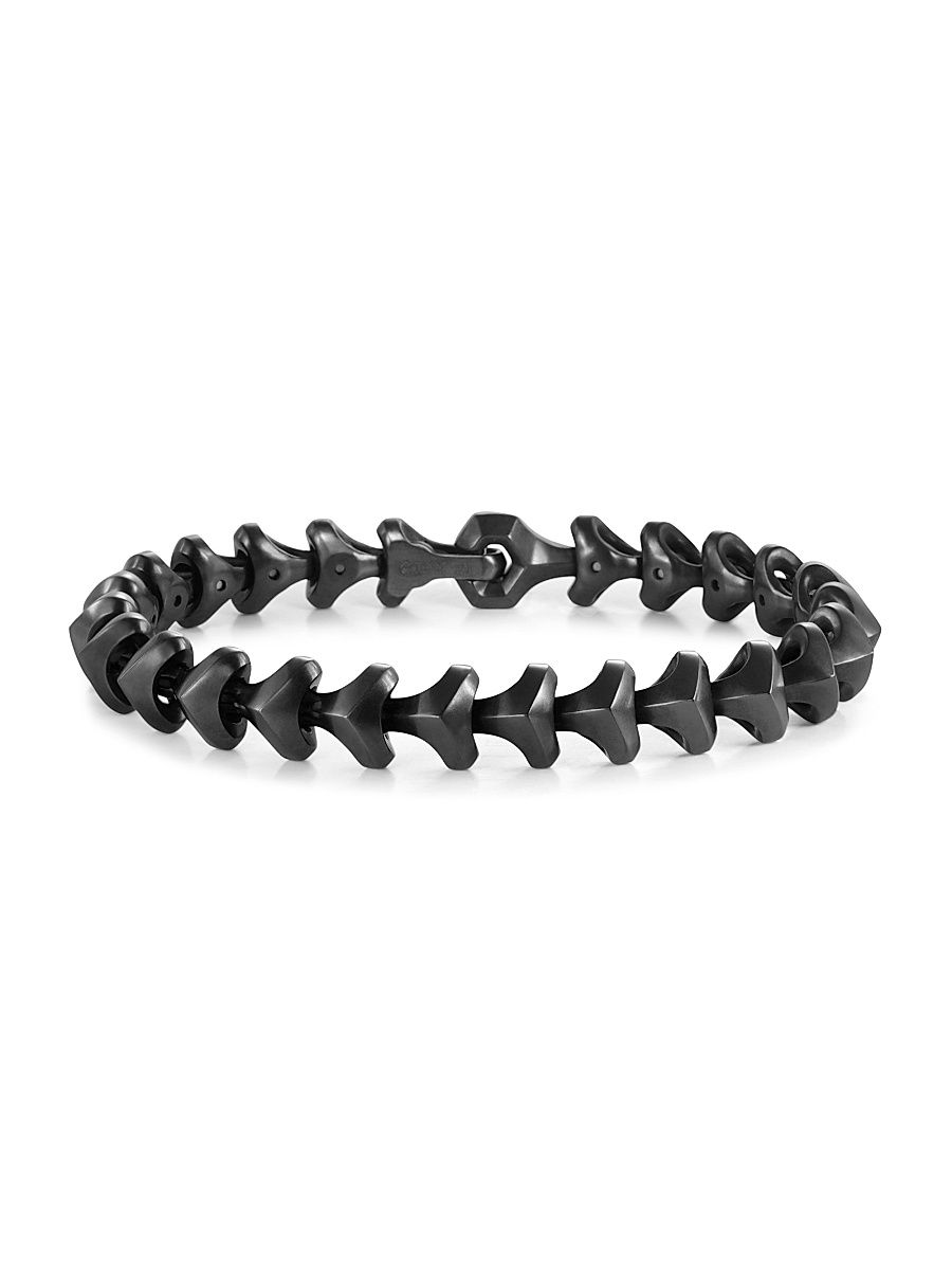 Men's Armory Link Bracelet in Titanium - Black - Size Medium