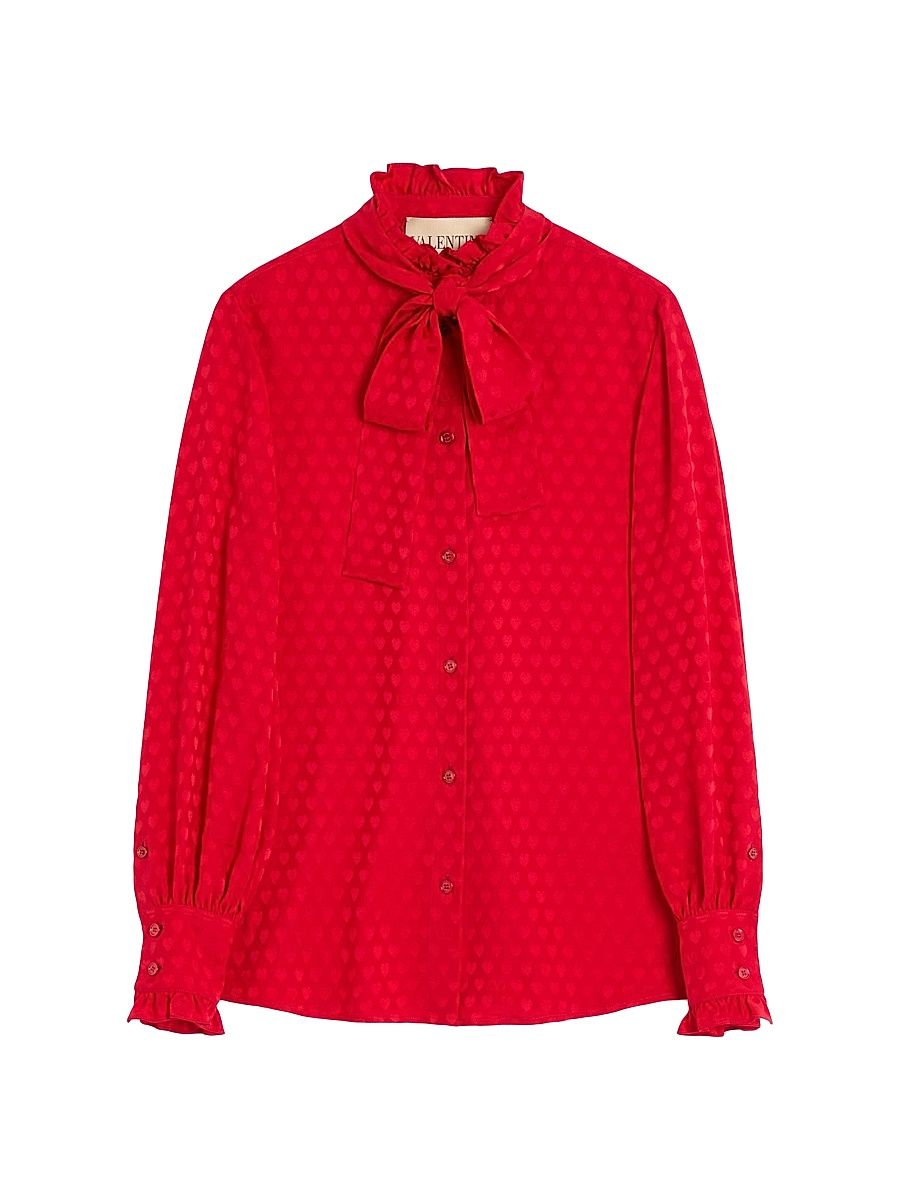 Women's Crepe De Chine Shirt with Cour De Coeur Print - Paris - Size 2