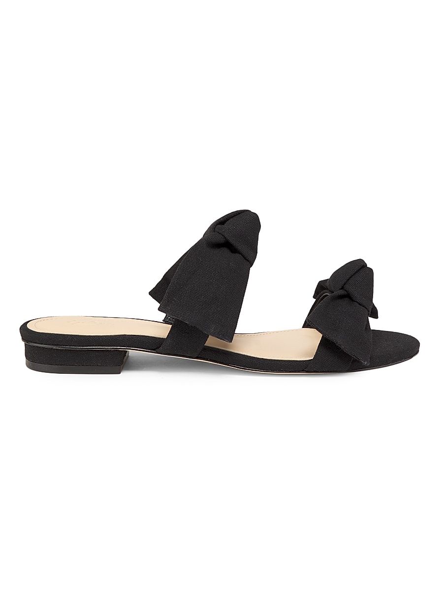 Women's Linen Bow Sandals - Black - Size 11