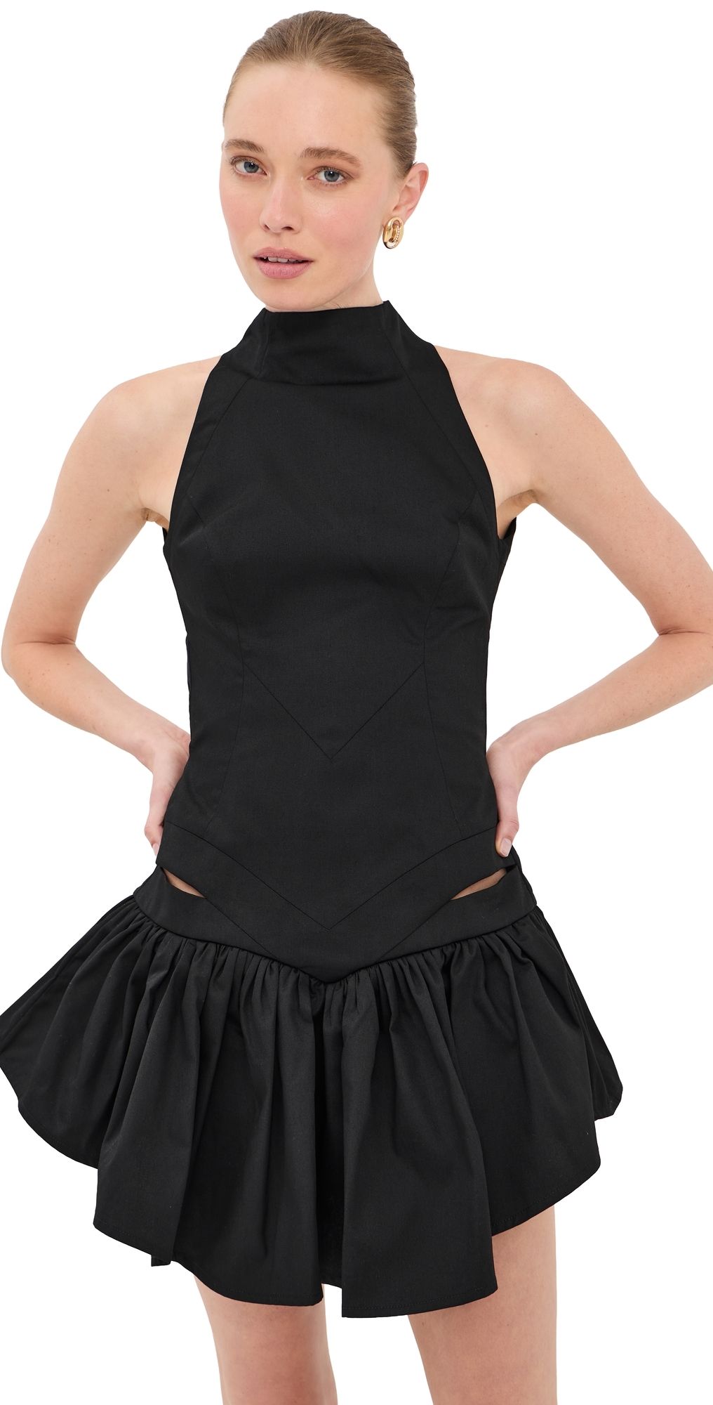 Tolu Coker High Neck Backless Mini Dress Black L