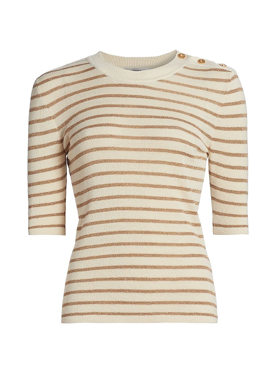 Women's The Marina Striped Linen-Blend Sweater - Cream Multi - Size XL