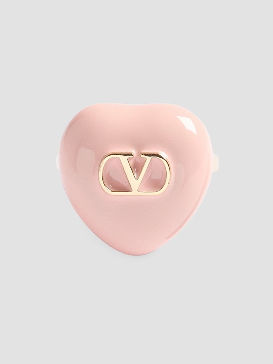 Women's Coeur Royal Ring in Metal and Enamel - Gold Pink - Size 15