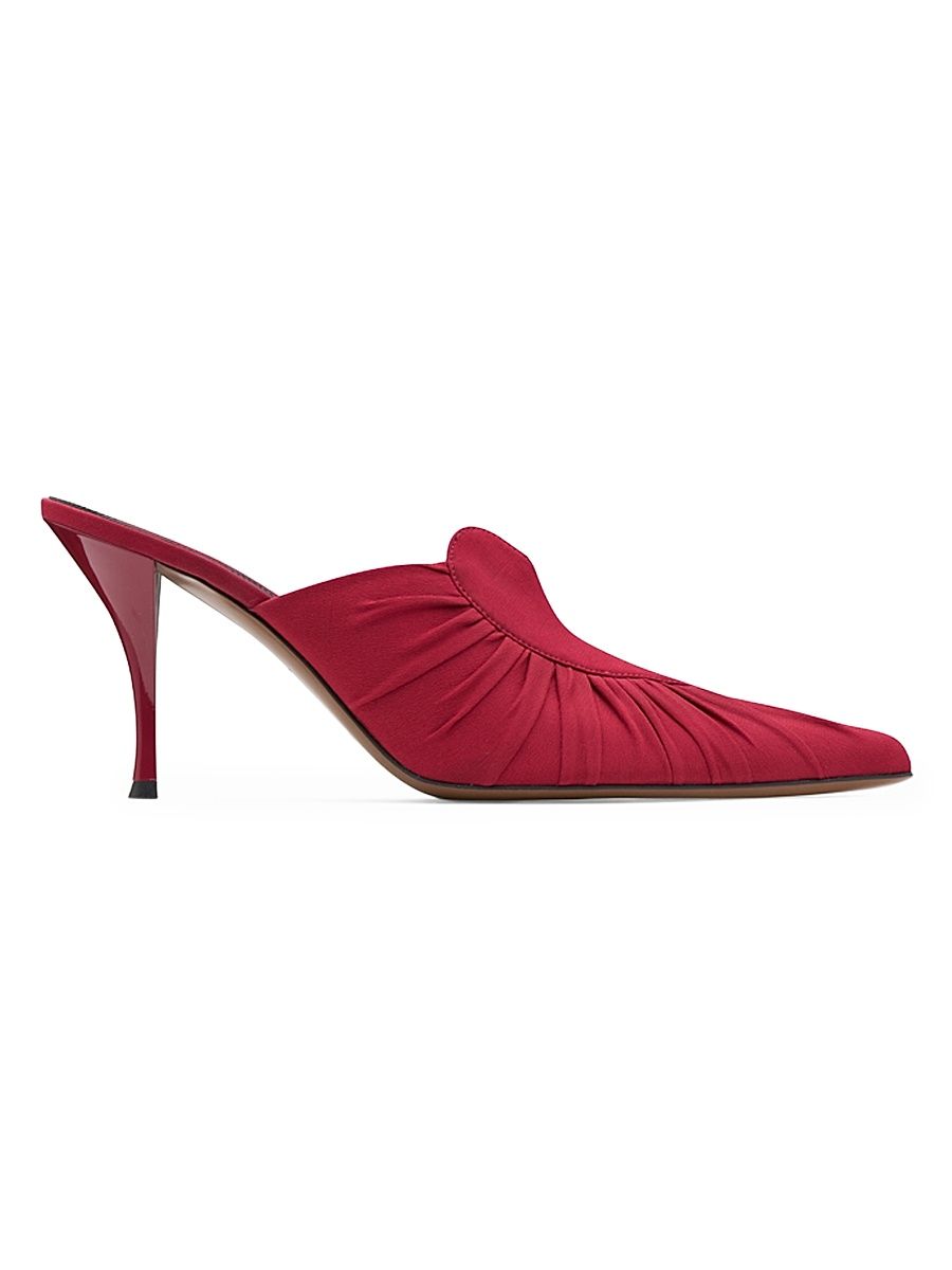 Women's Kochab 65MM Ruched Crepe de Chine Mules - Red - Size 11
