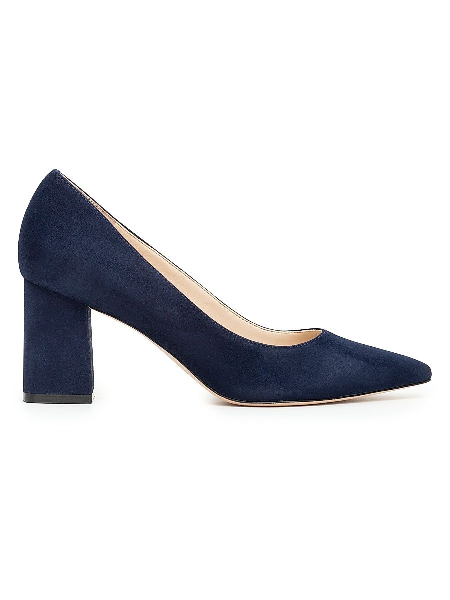 Women's Zala 70MM Suede Block-Heel Pumps - Navy - Size 9