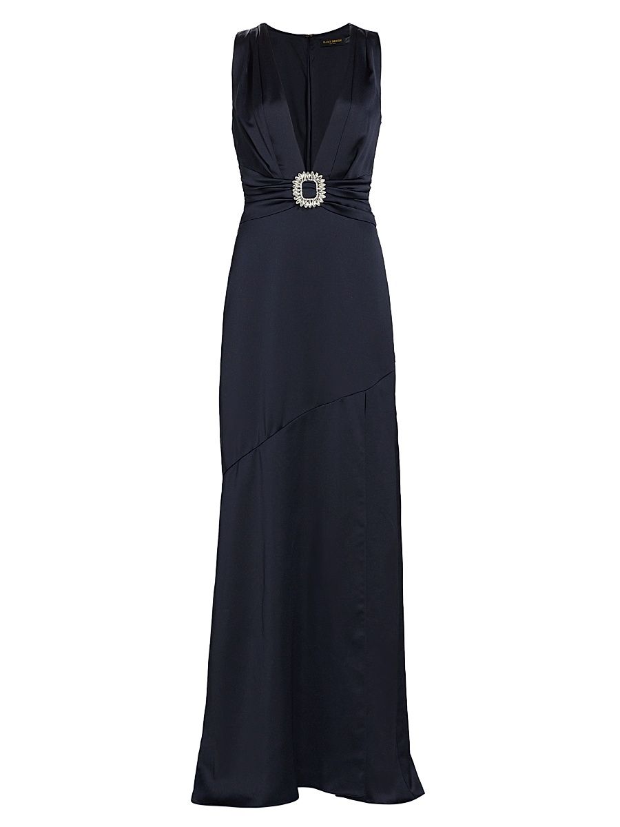 Women's August Satin Sleeveless Gown - Navy - Size 10