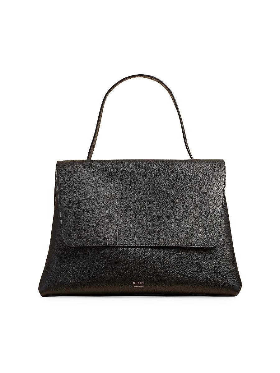 Women's Lia Large Pebbled Leather Top Handle Bag - Black