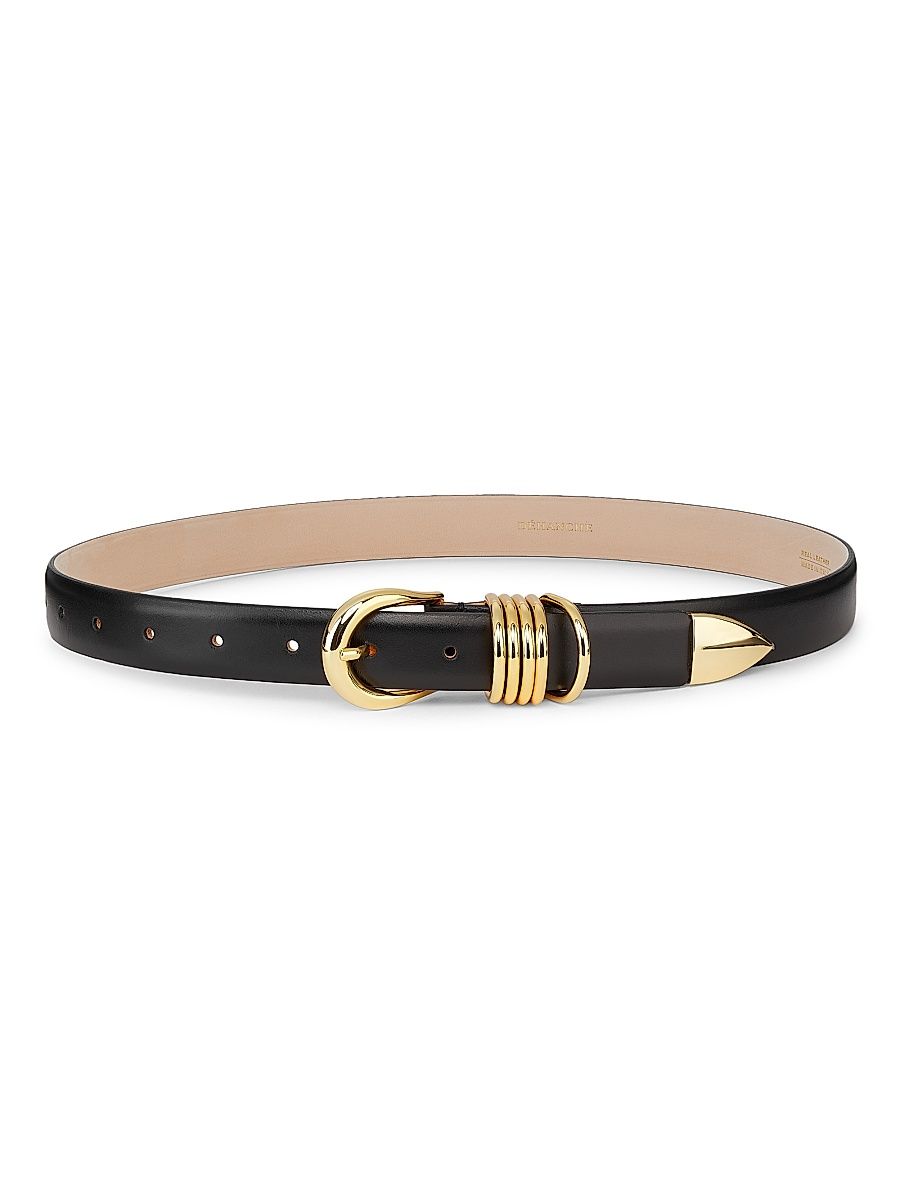 Women's Hollyhock Leather D-Ring Belt - Black Gold - Size Large