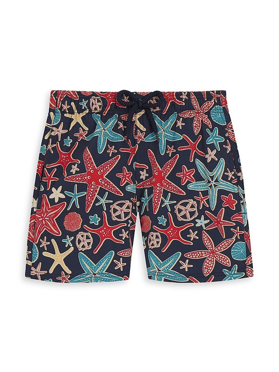 Little Boy's & Boy's Starfish Print Swim Trunks - Blue Marine - Size 14