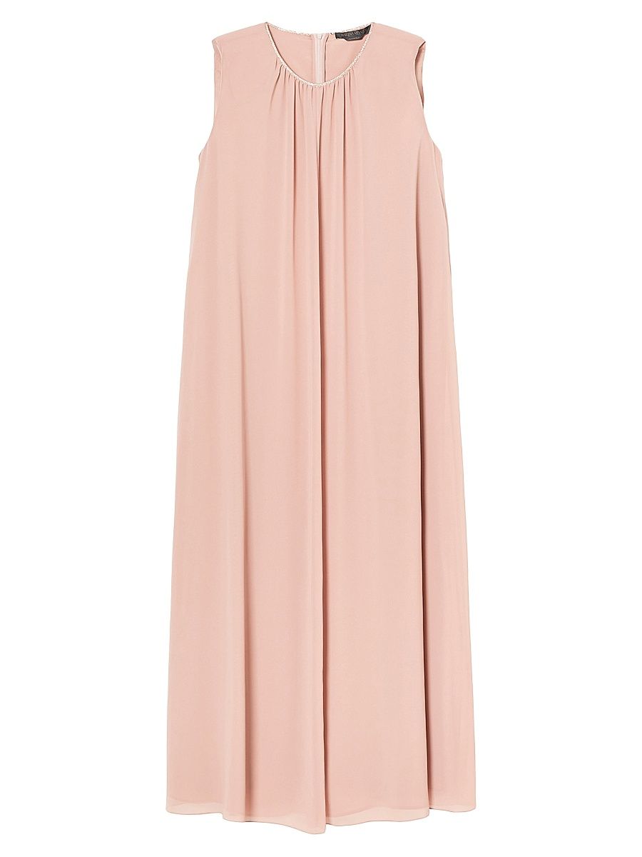 Women's Long Georgette Crêpe Dress - Pink - Size 20