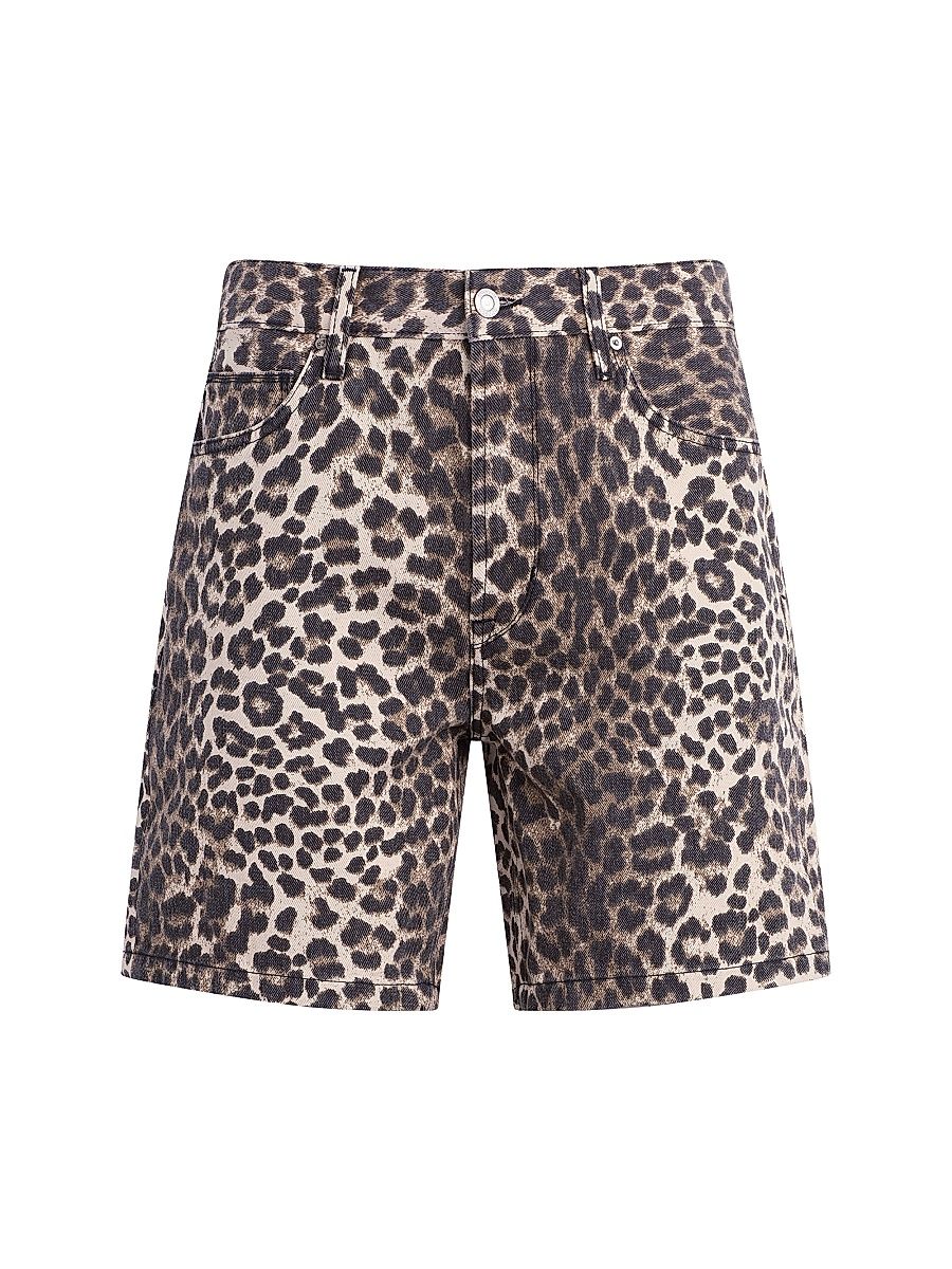 Men's Clint Cheetah-Print Denim Shorts - Cheetah - Size 34
