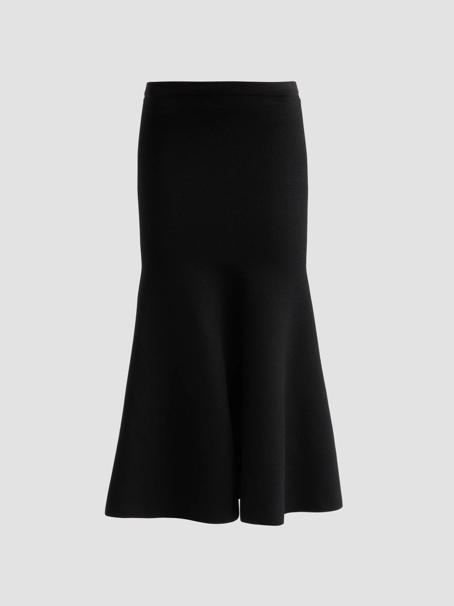 Brandon Maxwell Women's The Hendrix Flared Knit Skirt - Black - Size Large