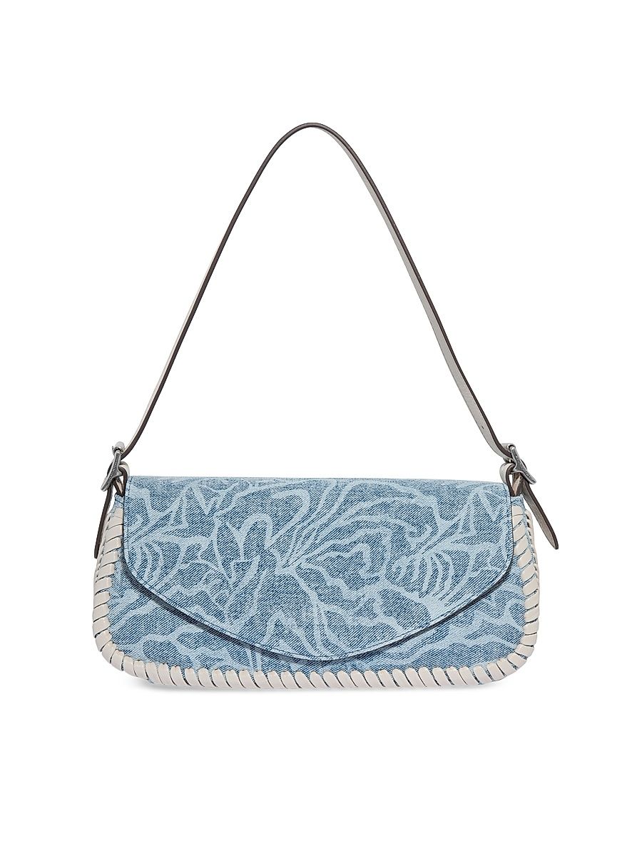 Women's All For Love Leather Baguette Bag - Denim Garden
