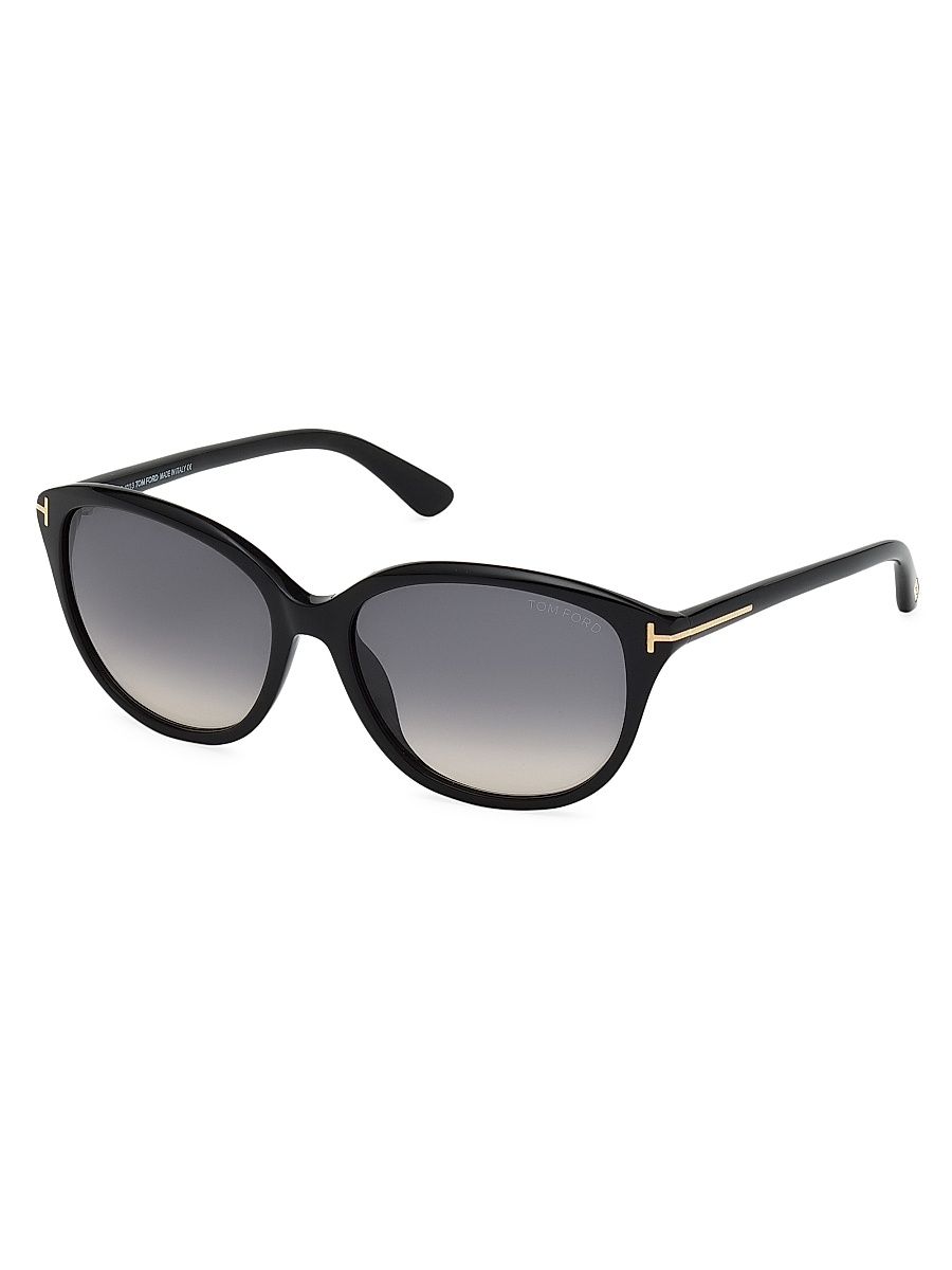 Women's 57MM Rectangle Acetate Sunglasses - Black Gradient Smoke