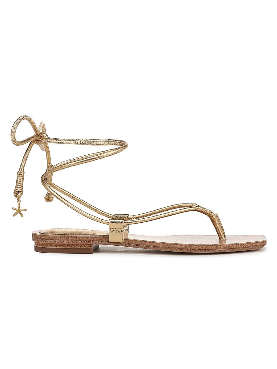Women's Rosetta Leather Sandals - Pale Gold - Size 12