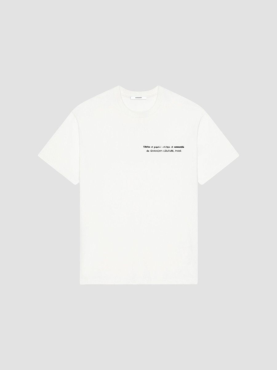 Givenchy Men's T-Shirt in Cotton with Archives Print - Ivory - Size XXL