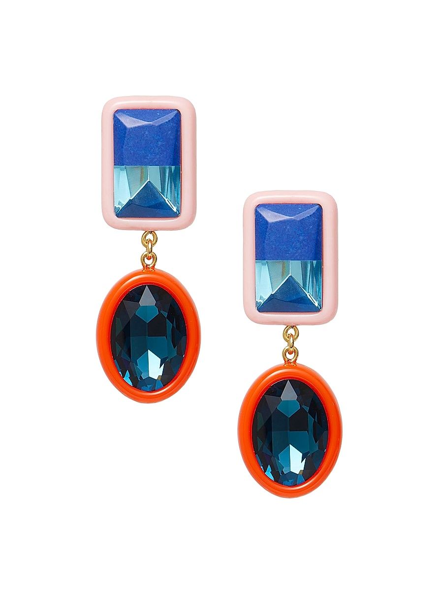 Women's Duo Drop 14K-Gold-Plated, Glass Crystal & Resin Drop Earrings - Pink Fire