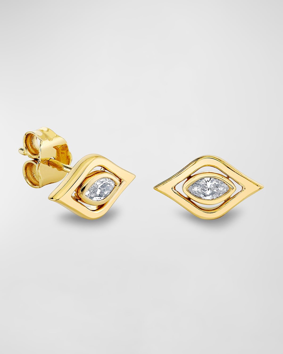 14k Marquise Evil Eye Stud Earring, Single
