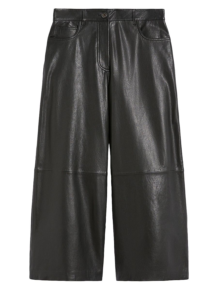 Women's Nappa Leather Trousers - Black - Size 8