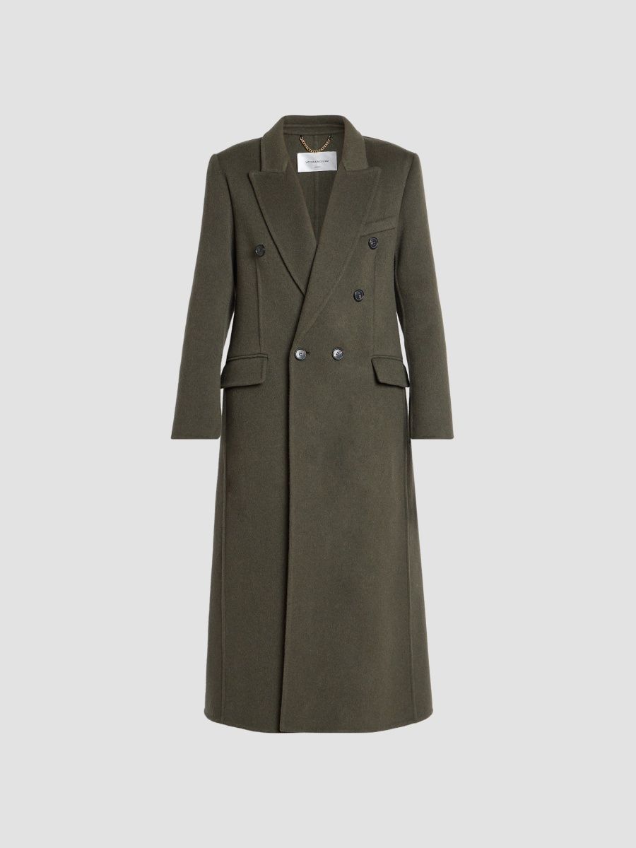 Victoria Beckham Women's Catriona Wool-Blend Double-Breasted Coat - Marsh Green - Size 0