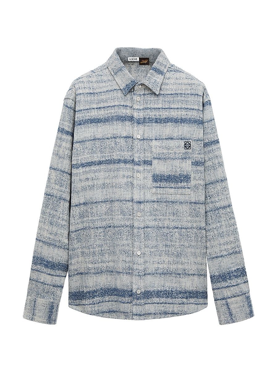 Men's LOEWE x Paula's Ibiza Striped Long-Sleeve Shirt - Blue - Size 36