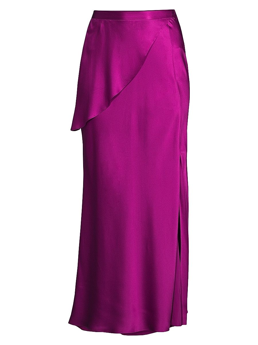 Women's Silk Bias-Cut Skirt - Rich Berry - Size Large