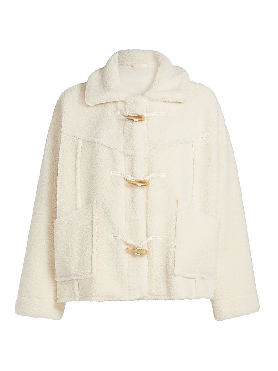 Women's Lianna Toggle Sherpa Jacket - Ivory - Size Medium