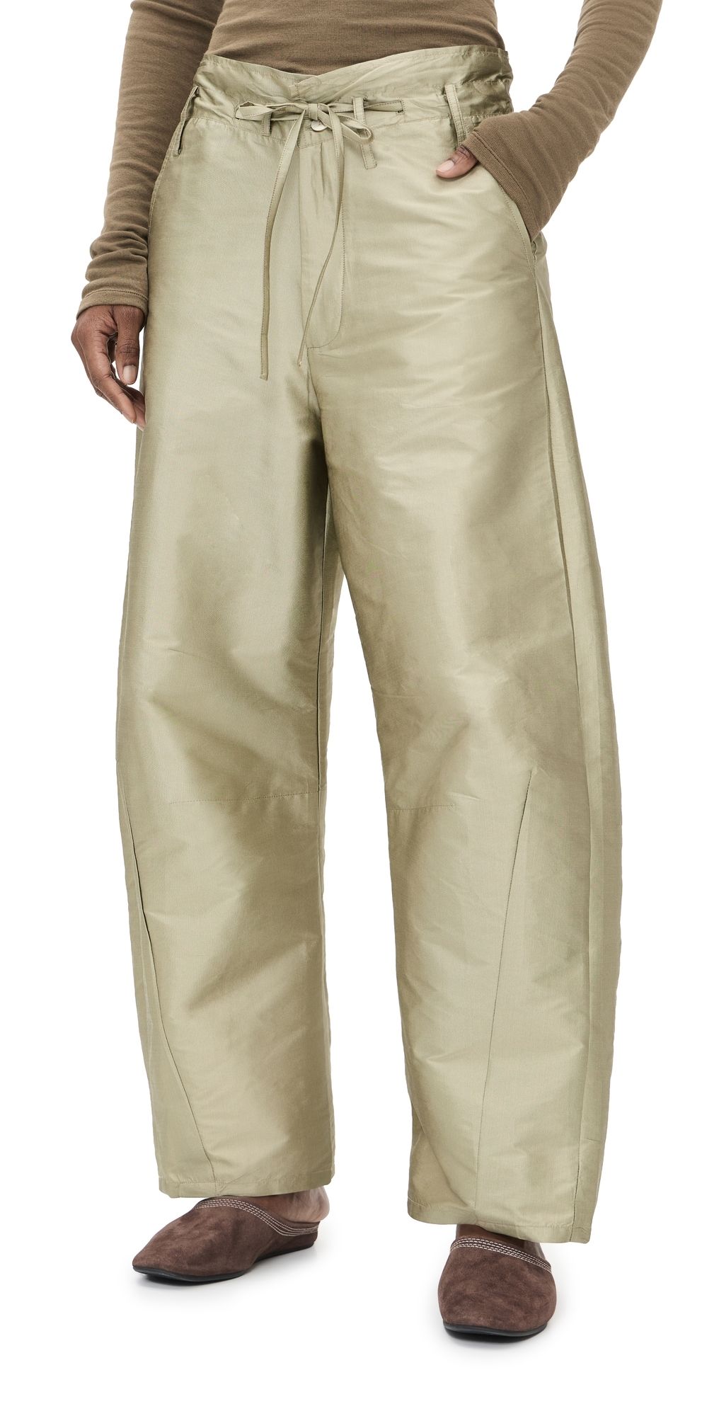 Chan Luu Techno Taffeta Barrel Pants Sage 3