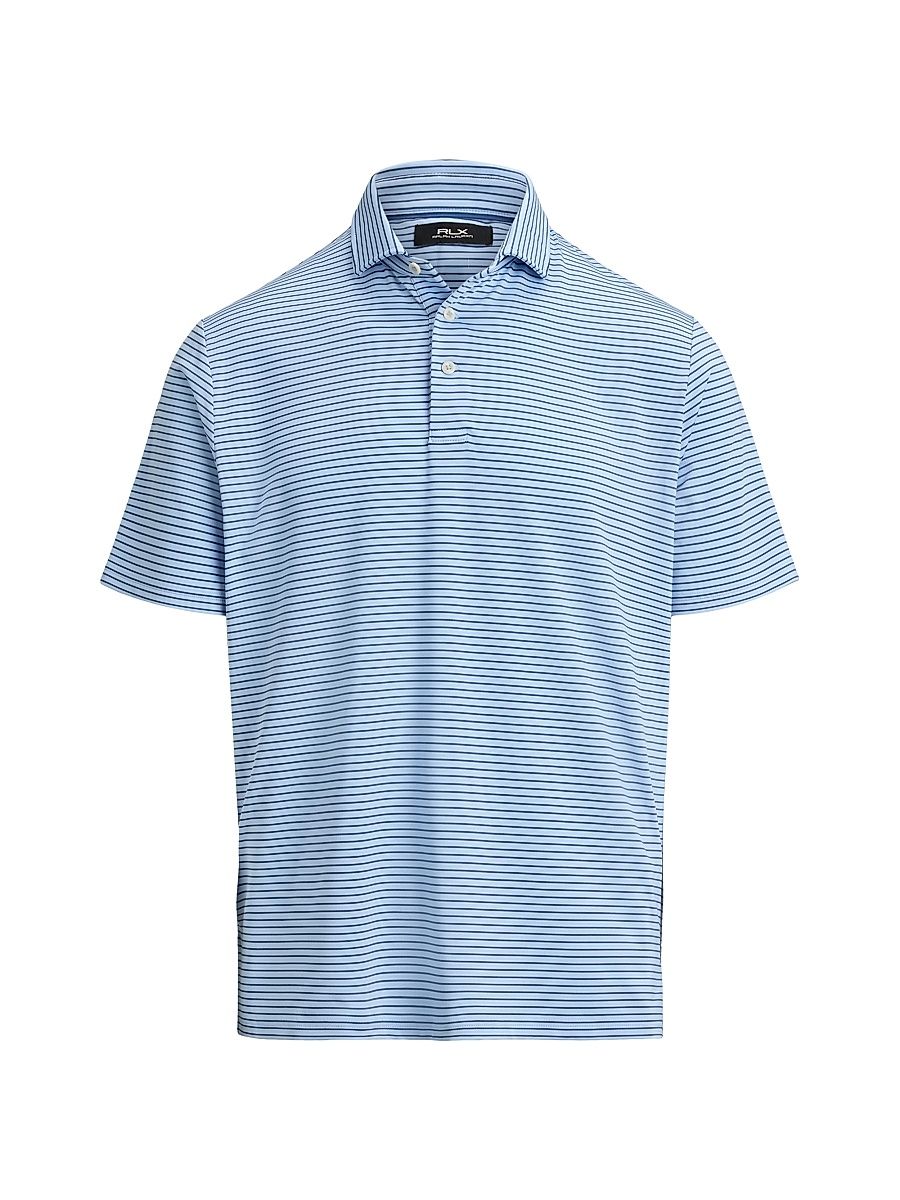 Men's Striped Lightweight Airflow Knit Polo Shirt - Office Blue Old Royal - Size XXL