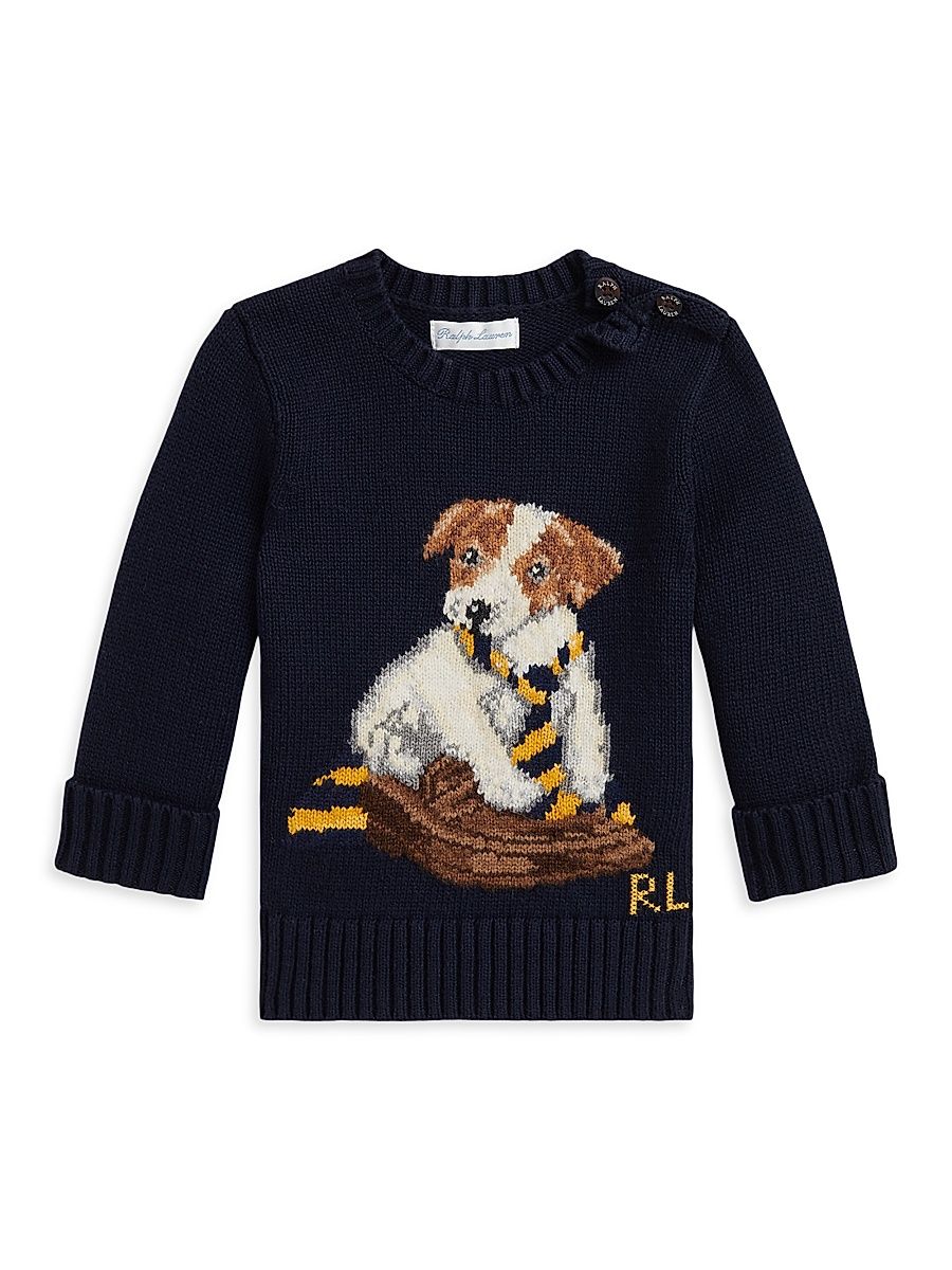 Baby Boy's Dog Crewneck Sweater - Navy - Size 24 Months