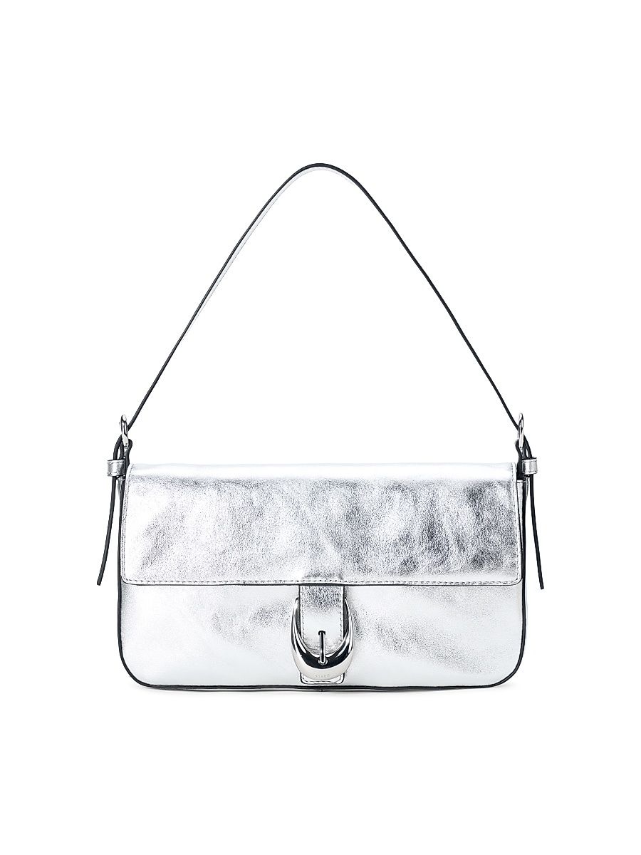 Women's Harlow Metallic Leather Shoulder Bag - Silver