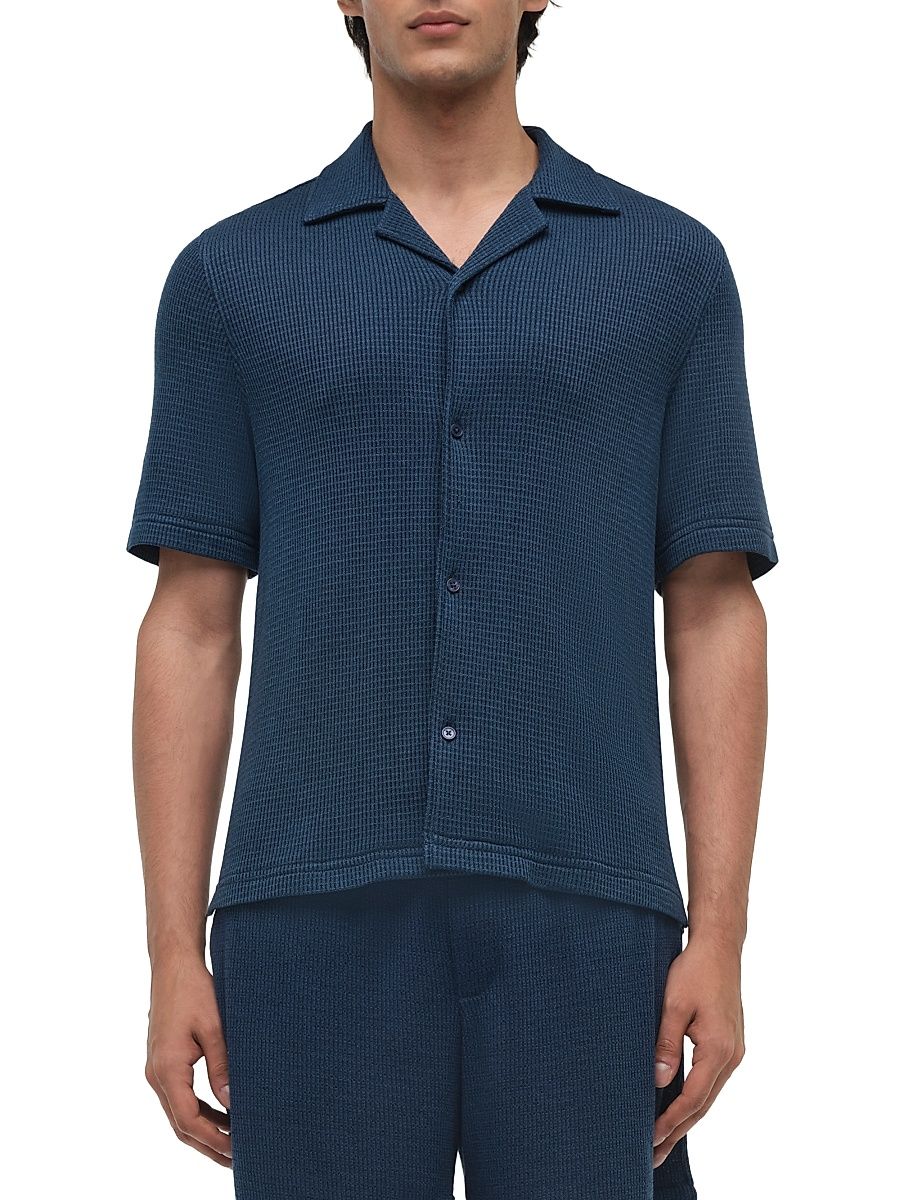 Men's Troy Waffle-Knit Button-Front Shirt - Midnight - Size XXL