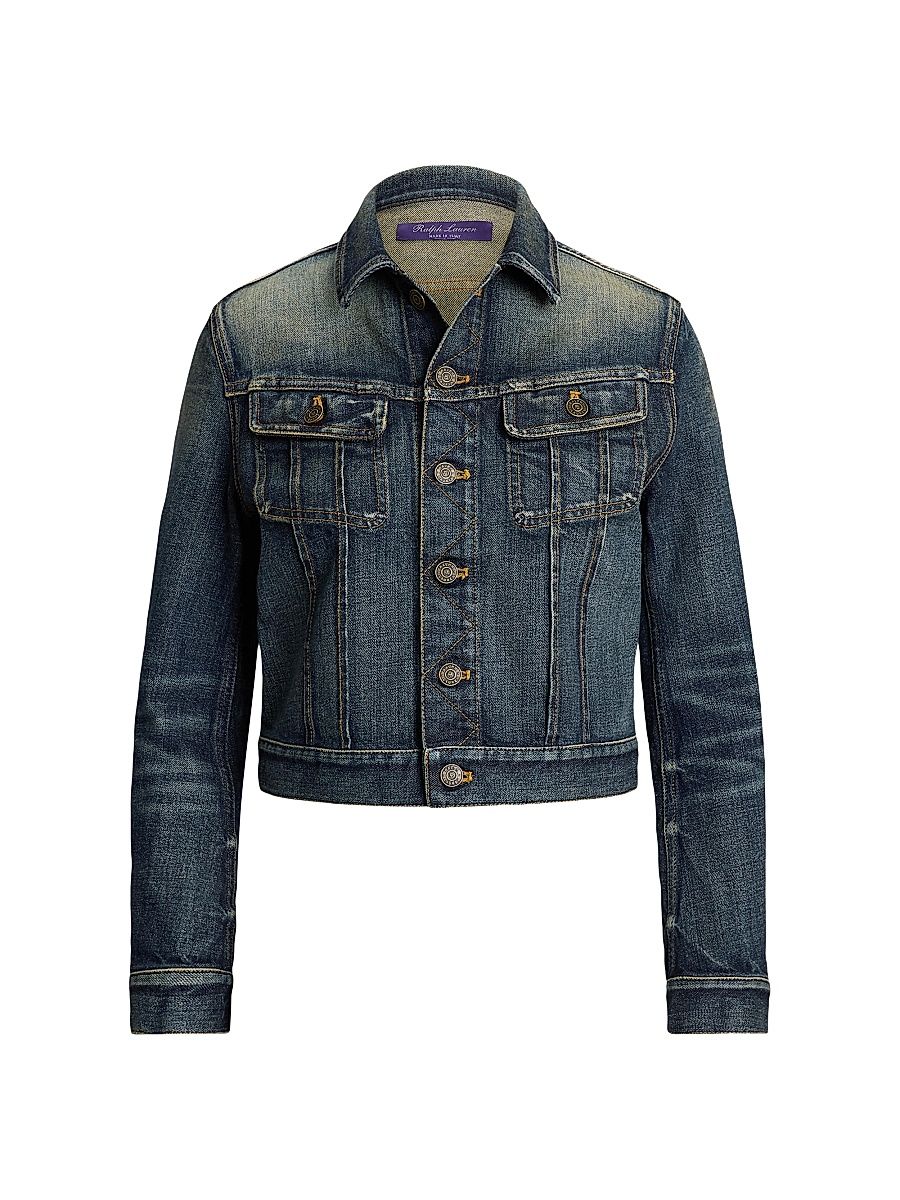 Women's Rigby Cropped Denim Trucker Jacket - Telluride Indigo - Size XL