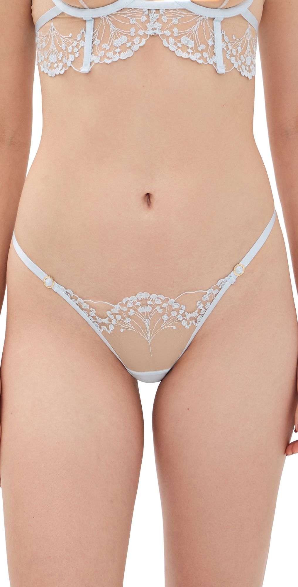 Bluebella Marisa Embroidered Sheer Panty Ice Water Blue/Sheer M