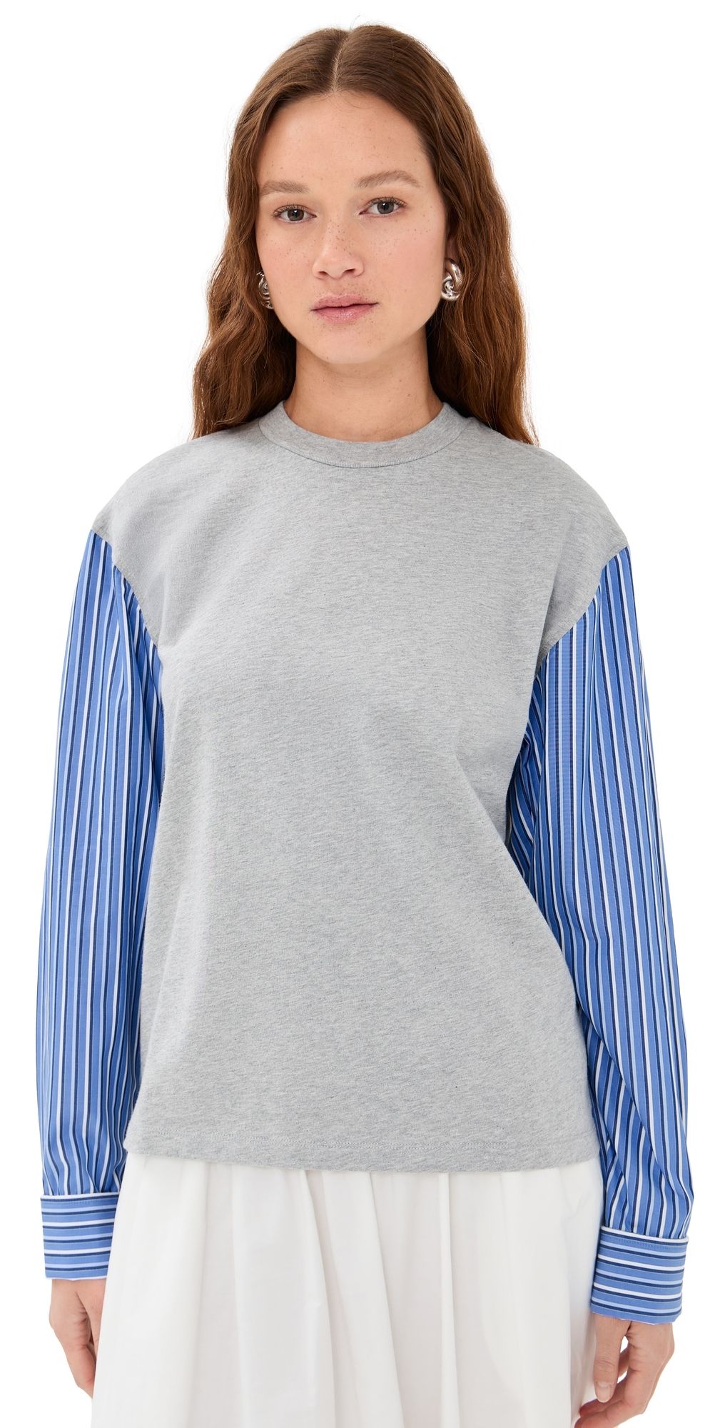 Meryll Rogge Shirting Sleeves T-Shirt Grey/Pale Blue L