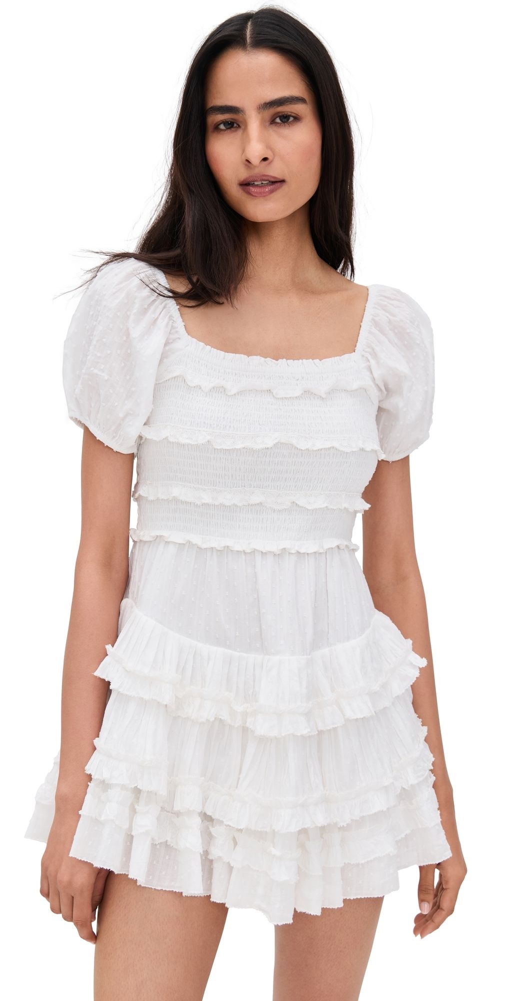 LoveShackFancy Fellows Dress Optic White XS