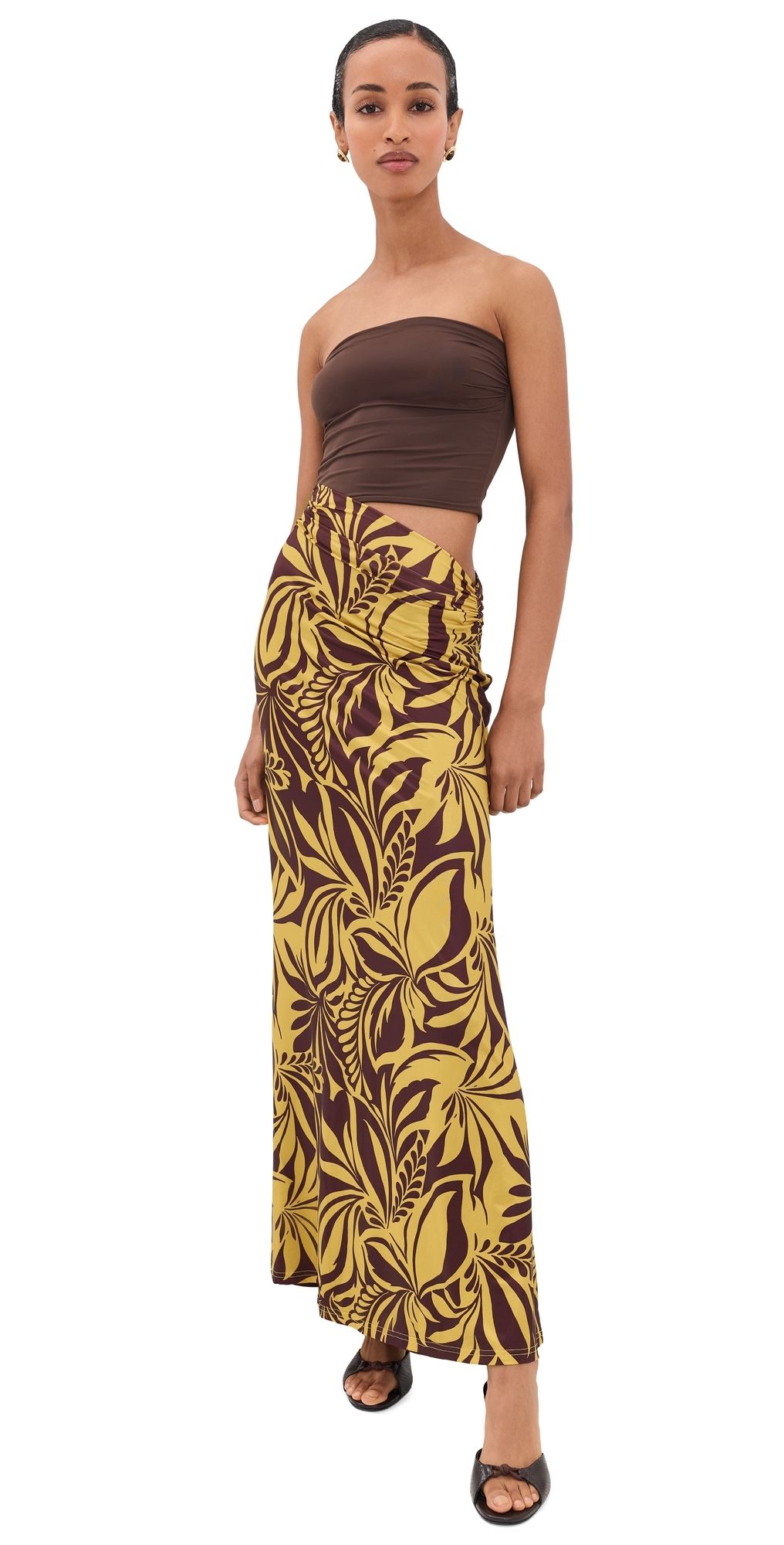 Runaway the Label Toria Strapless Maxi Dress Emery Gold XS