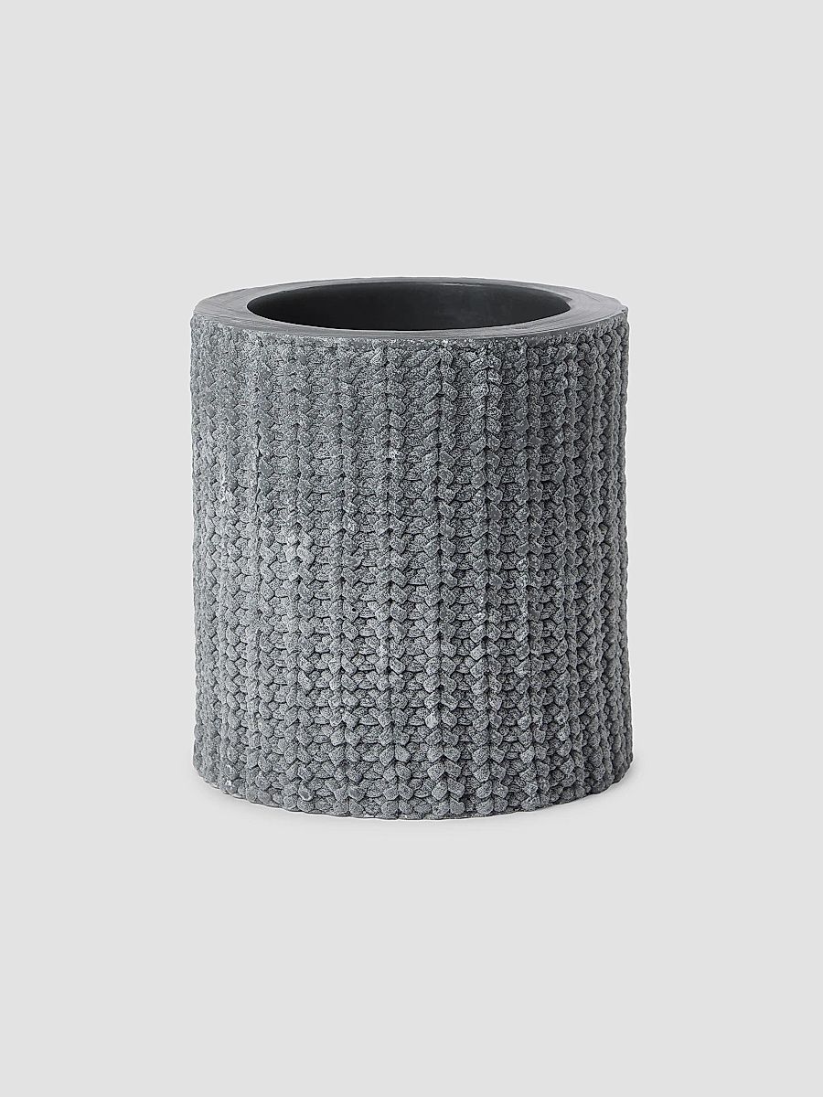 Brunello Cucinelli Large Wax Lantern with English Rib Knit Effect - Medium Grey