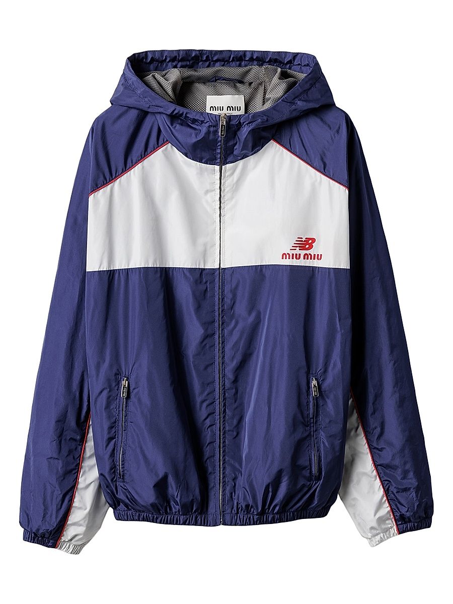 Women's New Balance X Miu Miu with Coco Gauff Technical Poplin Hoodie Jacket - Blue - Size 8