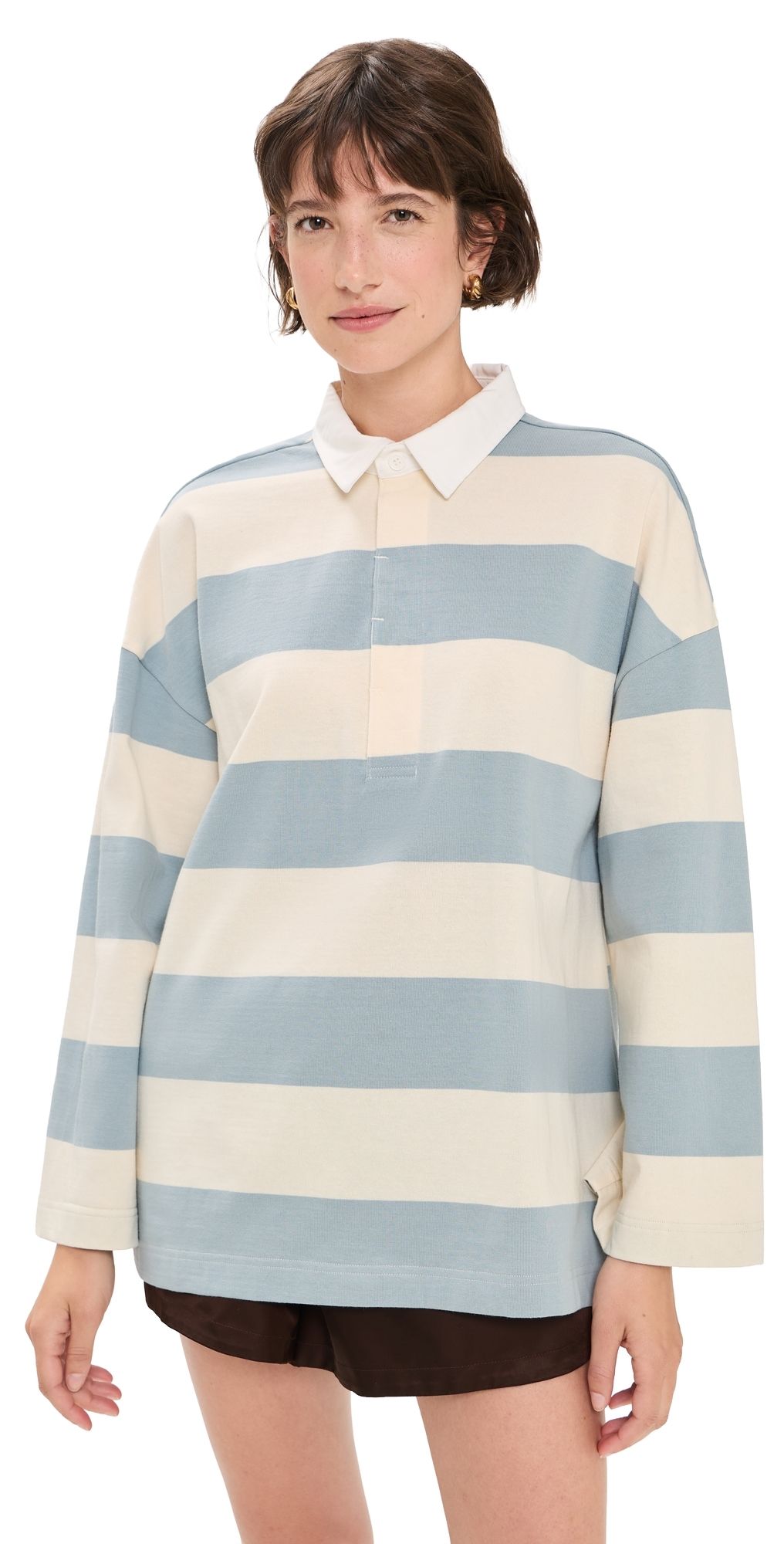 Strut This Chester Long Sleeve Rugby Shirt Baby Blue L