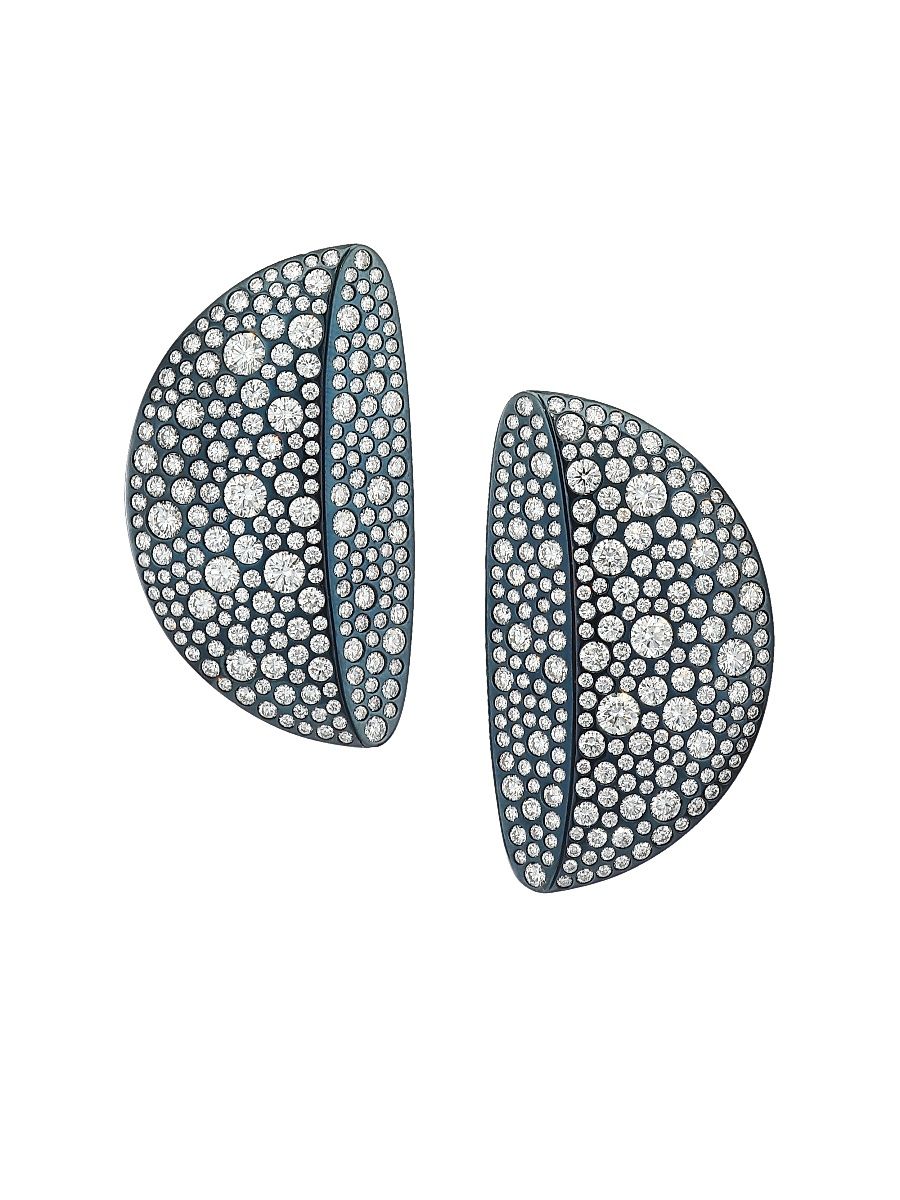 Women's Eclisse 18K White Gold & Diamond Clip-On Earrings - Diamond