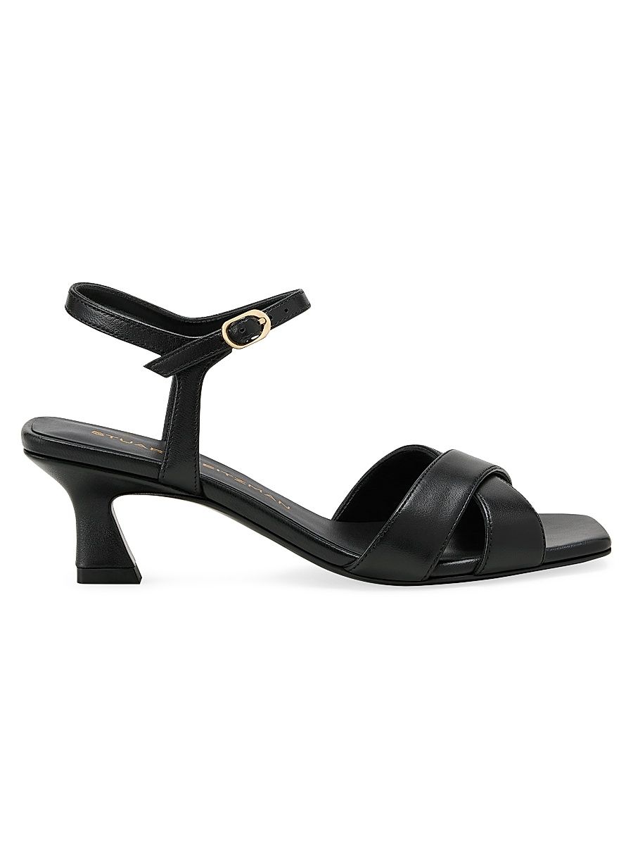 Women's Vinnie 50MM Leather Sandals - Black - Size 9.5
