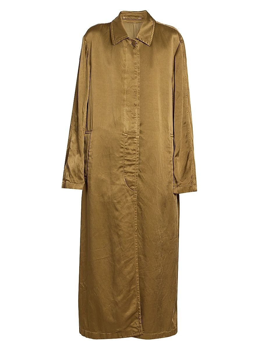 Women's Raltonas Satin Oversized Single-Breasted Coat - Umber - Size 10