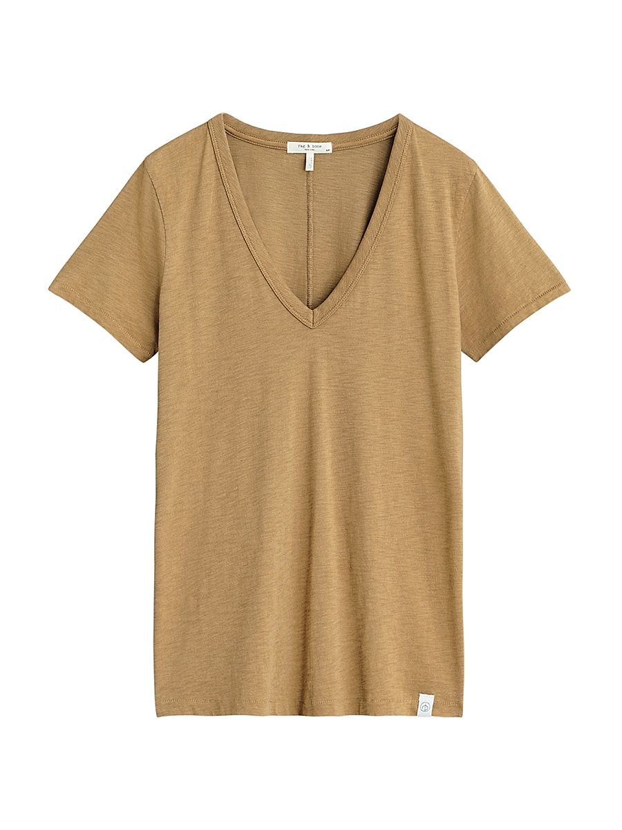 Women's The Slub V-Neck T-Shirt - Khaki - Size Large