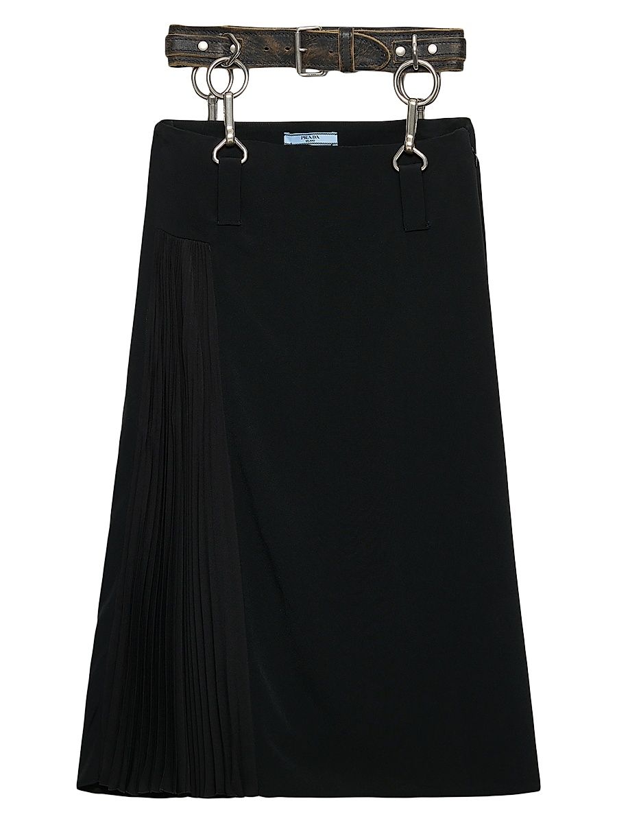 Women's Pleated Cady Crepe Skirt - Black - Size 2