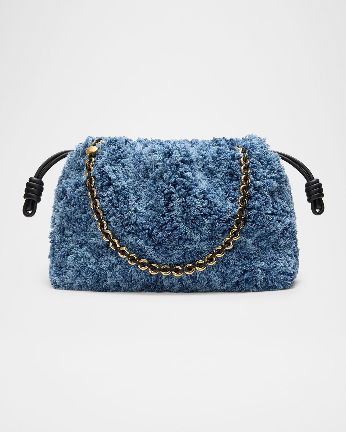 x Paula's Ibiza Medium Flamenco Shoulder Bag in Fluffy Denim